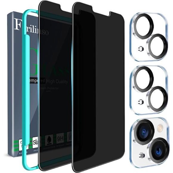 iPhone 13/ 14 Privacy Screen Protector 2 Pack 9H Anti Spy Tempered Glass Privacy - Picture 1 of 7